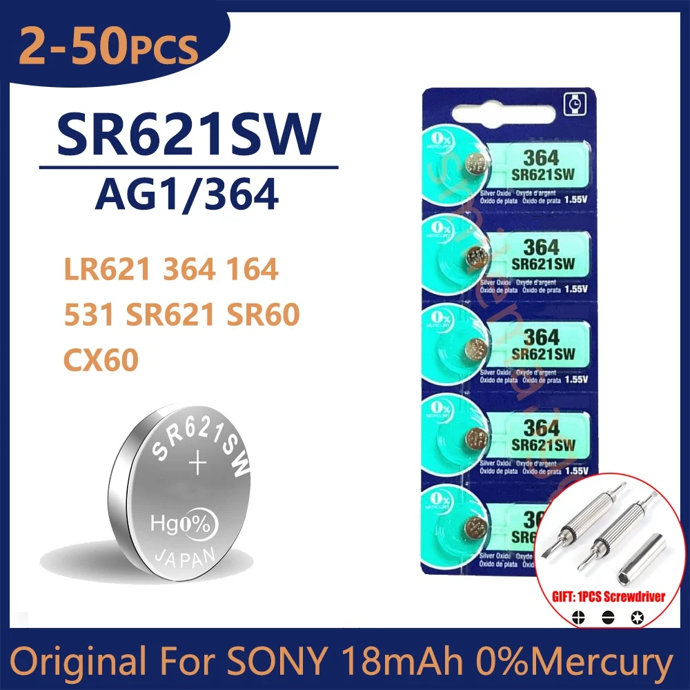 

Original For SONY 364 SR621SW SR60 1.55V Button Battery For Watch Toys Remote Cell Coin Batteries