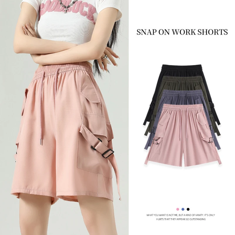 Women Cargo Shorts Summer Streetwear Bandage Wide Leg Pants Korean All Match Female Pocket Loose Shorts New Fashion
Women Cargo Shorts Summer Streetwear Bandage Wide Leg Pants Korean All Match Female Pocket Loose Shorts New Fashion