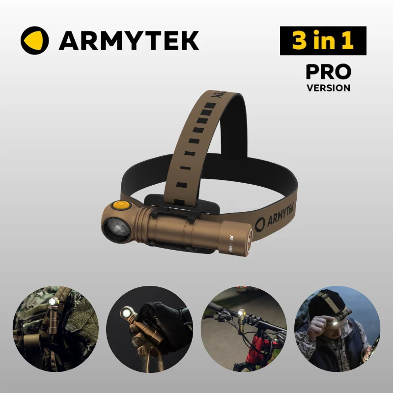 

LED Headlamp Armytek Wizard C2 Pro Max Sand White Magnet USB Rechargeable Multi Flashlight 3 in 1 (F06701CS)