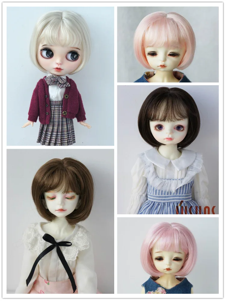 

JD286 1/4 1/3 MSD synthetic mohair doll wigs Lovely short Bobo Cut Air bangs BJD wig 7-8inch 9-100inch head size wig