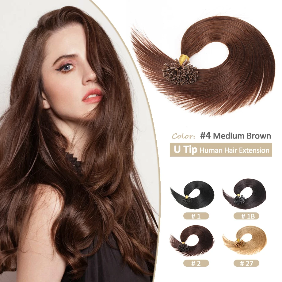 

U-образные накладные волосы, настоящие человеческие волосы, 12-24 дюйма, средние коричневые волосы для наращивания, натуральные волосы, U-образные накладные волосы для женщин, человеческие волосы для наращивания