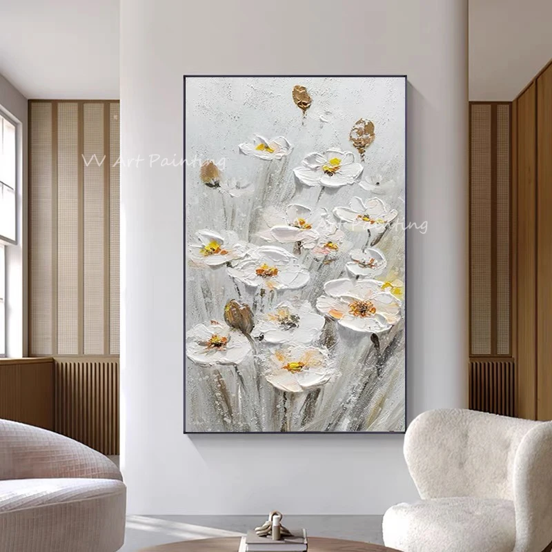 White Flower Thick Hand-Painted High Quality Art Oil Painting Large Size Frameless for home living room decoration gift
White Flower Thick Hand-Painted High Quality Art Oil Painting Large Size Frameless for home living room decoration gift