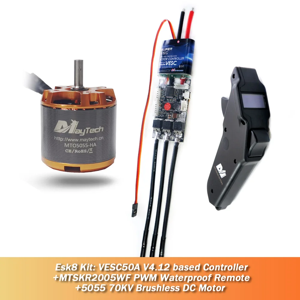 Двигатель 5055 70KV + контроллер VESC 50A SuperESC V4.12 + пульт дистанционного управления Esk8 MTSKR2005WF для моторизованного скейтборда Лонгборда
Двигатель 5055 70KV + контроллер VESC 50A SuperESC V4.12 + пульт дистанционного управления Esk8 MTSKR2005WF для моторизованного скейтборда Лонгборда