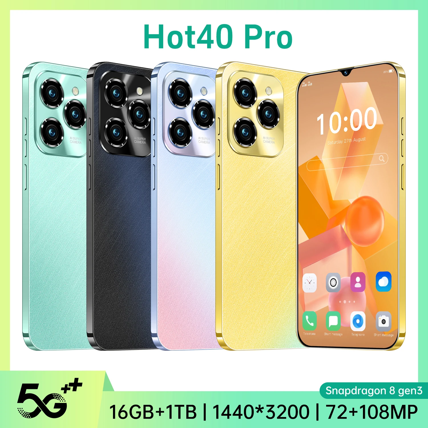 Hot40 Pro Smartphone 7.5 HD Android Mobile Phone Unlocked 4G/5G Dual Sim Card 8000mAh 16GB+1TB Cellphone 50MP+108MP Celulares
Hot40 Pro Smartphone 7.5 HD Android Mobile Phone Unlocked 4G/5G Dual Sim Card 8000mAh 16GB+1TB Cellphone 50MP+108MP Celulares