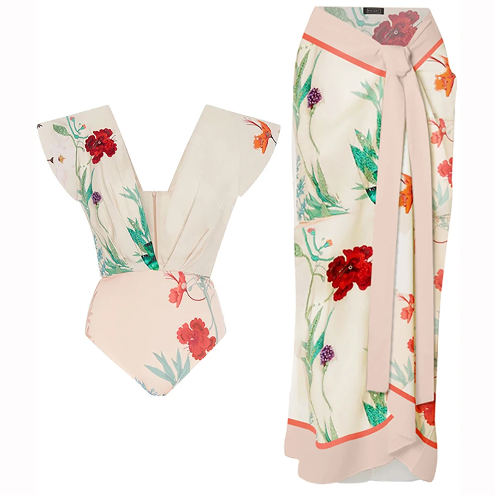Bikinis 2023 Deep V Floral Print One Piece Swimsuit and Cover Up Summer Beach Outfits for Women Designer Swimwear Surf Wear Slim
Bikinis 2023 Deep V Floral Print One Piece Swimsuit and Cover Up Summer Beach Outfits for Women Designer Swimwear Surf Wear Slim