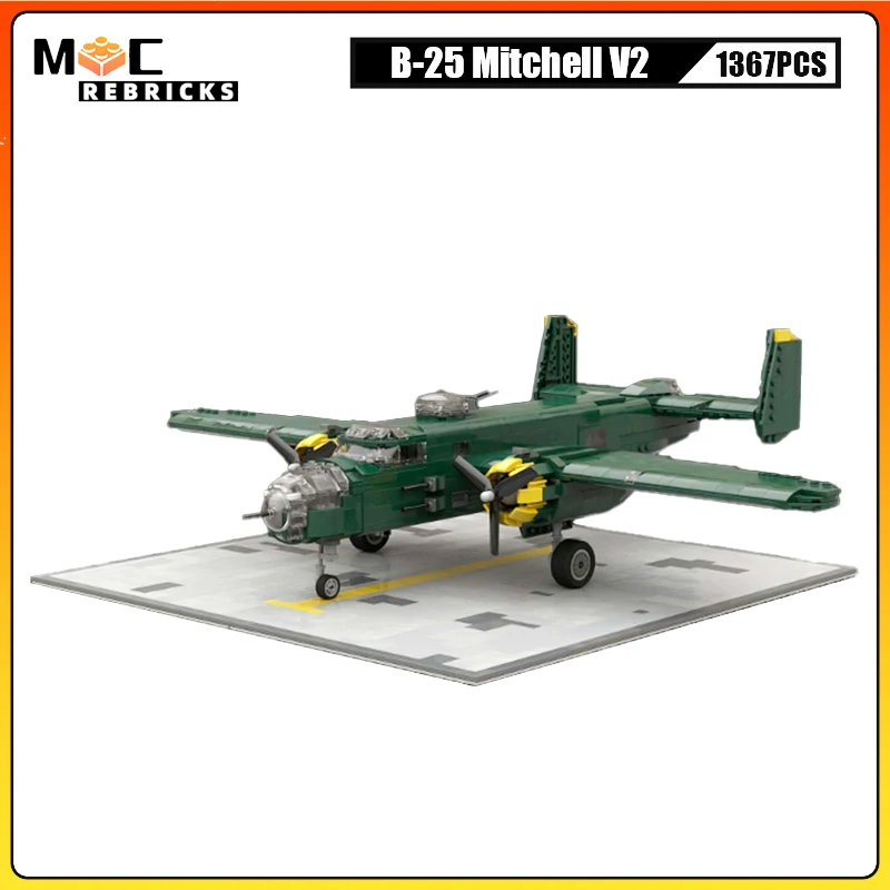 WW2 Military Weapons North American B-25 Mitchell Medium Bomber Set MOC Building Block Combat Aircraft Airplane Model Bricks Toy
WW2 Military Weapons North American B-25 Mitchell Medium Bomber Set MOC Building Block Combat Aircraft Airplane Model Bricks Toy