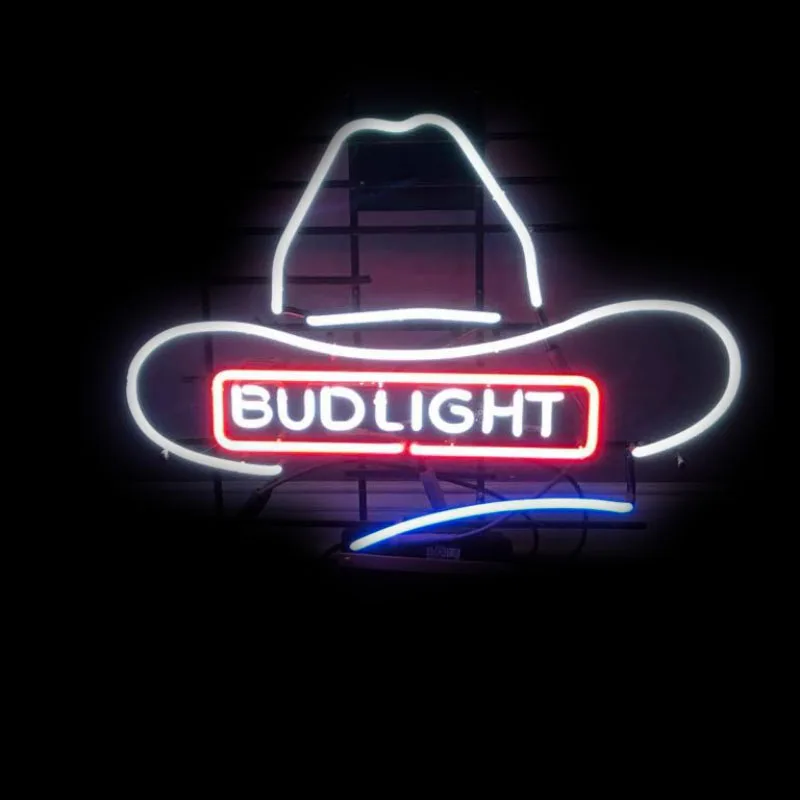 

Neon Sign Bud Light Hat Neon Bulb Sign Anime Room Decor Inside Retro Wall sign Vintage Neon Beer Club Filled Gas Real Glass Lamp