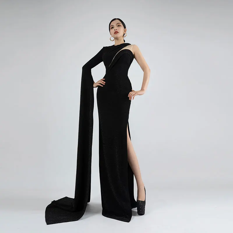 Baisha Custom Long Mermaid Gown Side Long Sleeve Ribbon Trailing Party Dress Black Evening Gown For Women 2024 H1335
Baisha Custom Long Mermaid Gown Side Long Sleeve Ribbon Trailing Party Dress Black Evening Gown For Women 2024 H1335