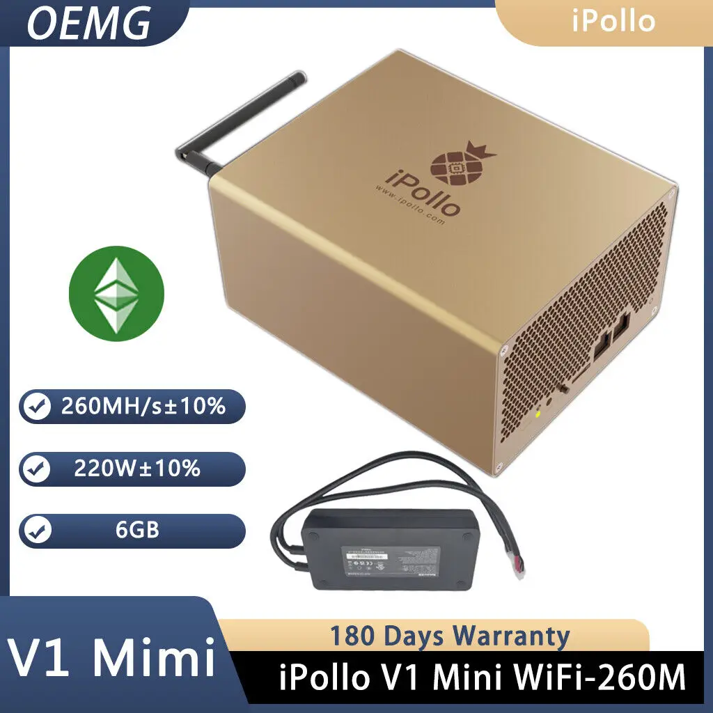 X iPollo V1 Mini 260MH/s 220W 6G Miner ETC ETHW OCTA ETHF WiFi with PSU and Cord
X iPollo V1 Mini 260MH/s 220W 6G Miner ETC ETHW OCTA ETHF WiFi with PSU and Cord