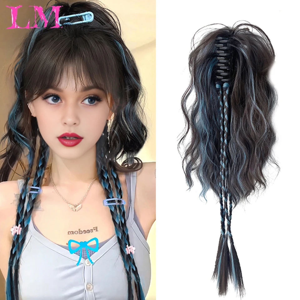 

LM Synthetic wig ponytail Claw Clip On Ponytail Hair Extension Ponytail Extension Hair For Women Waterfall Half Tie Ponytail