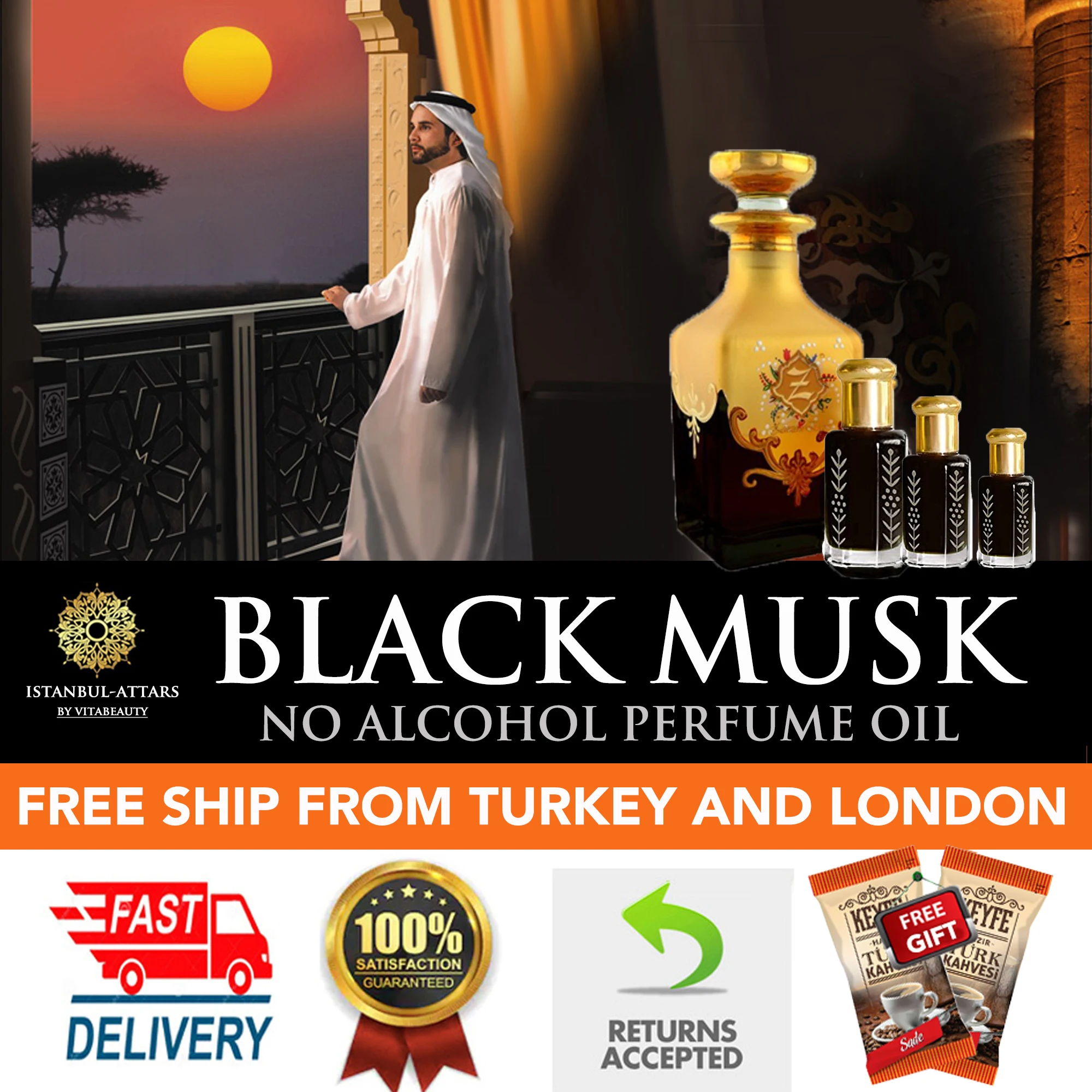 

BLACK MUSK DEER Attar 100 ml Amber Ottoman Oud Musk Tahara Concentrated Perfume Oil Strong Long Lasting Free Ship from Turkey