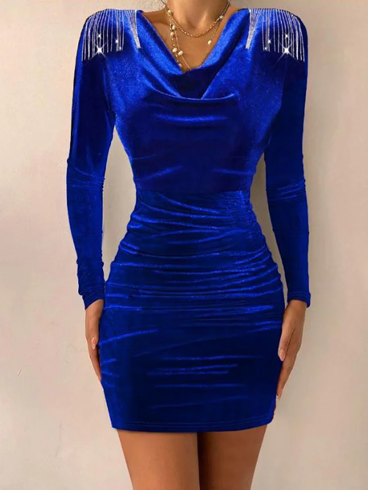 Autumn Winter Chain Tassel Black Dress V Neck Patchwork Women Slim Fit Dress Street Wear Mini Female Casual Sheath Dress Vestido
Autumn Winter Chain Tassel Black Dress V Neck Patchwork Women Slim Fit Dress Street Wear Mini Female Casual Sheath Dress Vestido