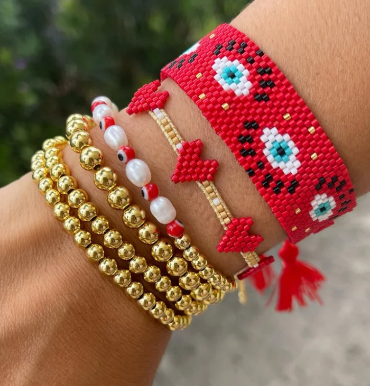 

Evil eye Beaded Bracelet for Women MIYIKI Beaded Bracelet Pulseras Mujer Moda Crystal Tassel Bracelet