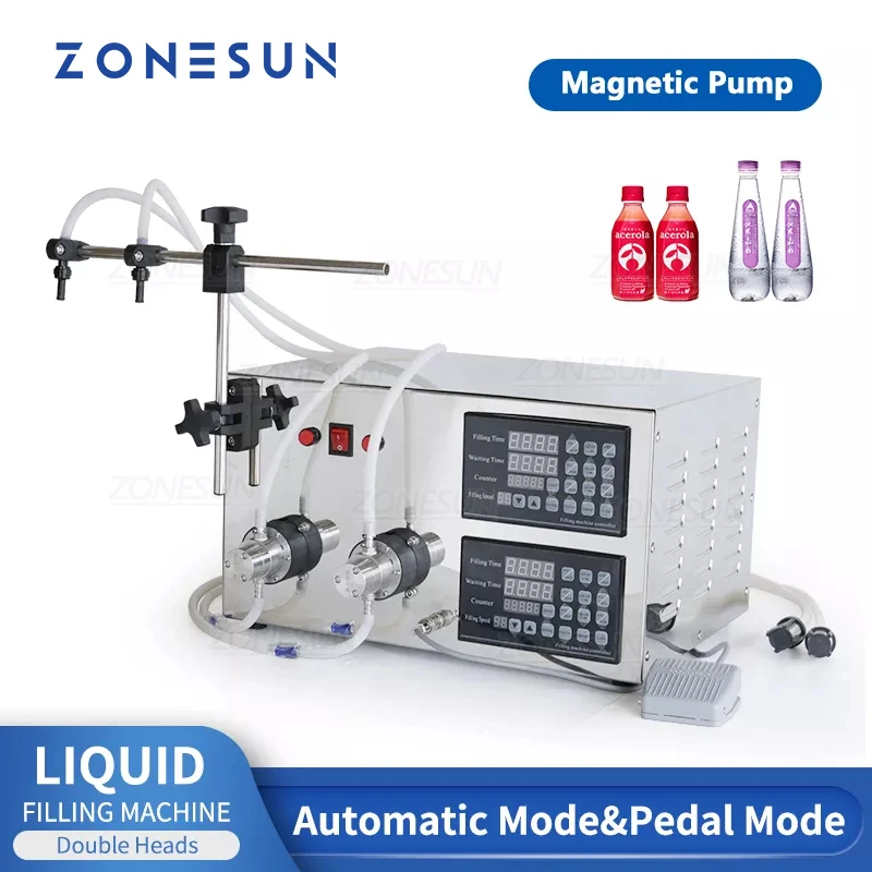 ZONESUN YG2 Magnetic Pump Electric 2 Heads Soft Drink Essential Oil Spray Bottle Liquid Filling Machine
ZONESUN YG2 Magnetic Pump Electric 2 Heads Soft Drink Essential Oil Spray Bottle Liquid Filling Machine