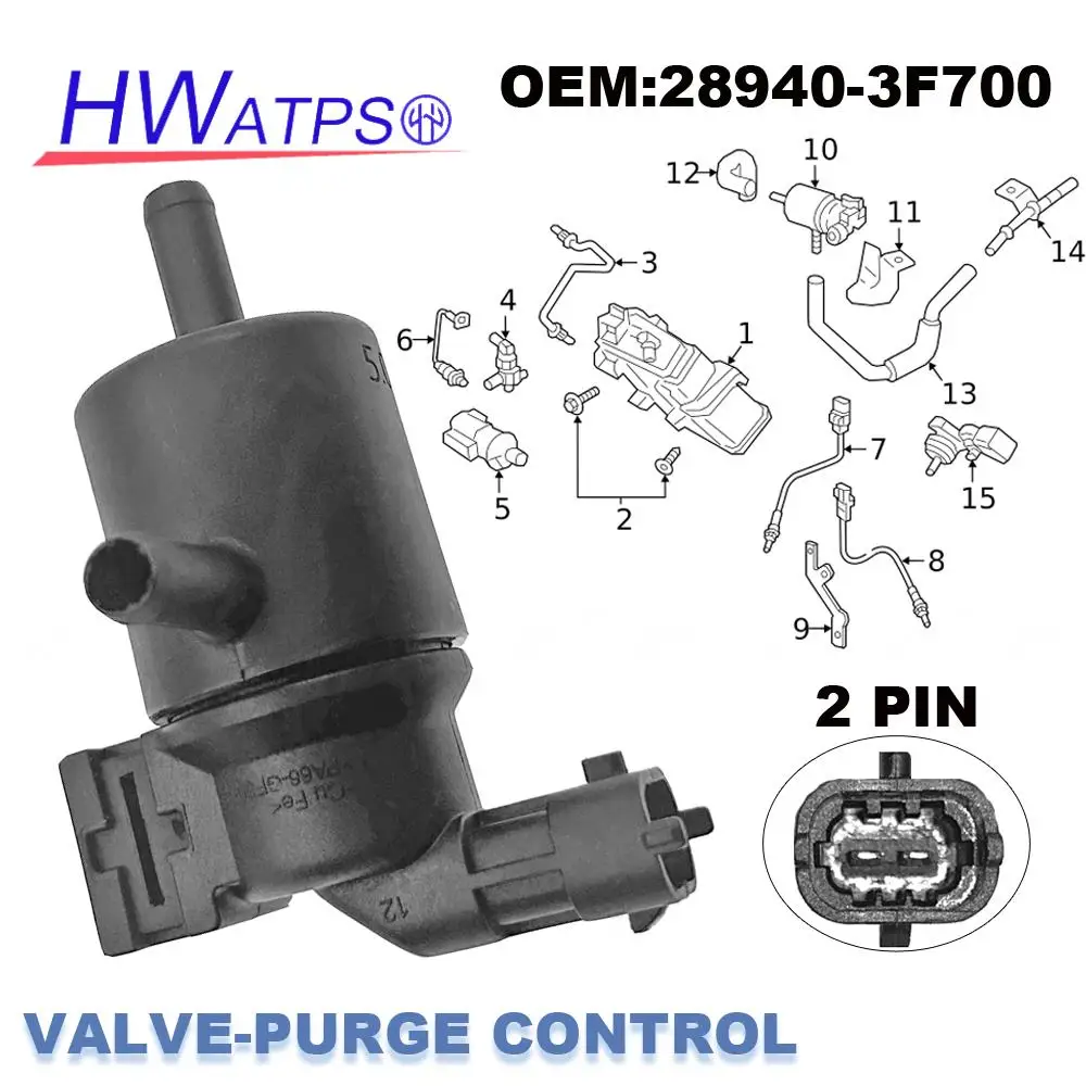 

For Hyundai Genesis G80 G90 5.0L V8 2017-2022 Solaris Creta Kia Rio Ceed Vapor Canister Purge Solenoid Valve 28910-3F700 1446481