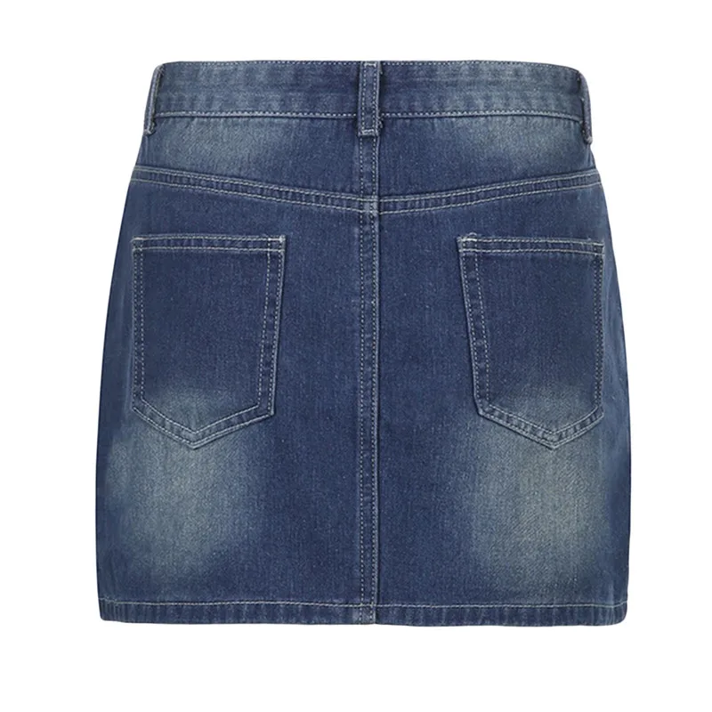 Shop Generic Xingqing y2k Dark Academia Aesthetic Low Waist Denim Skirt