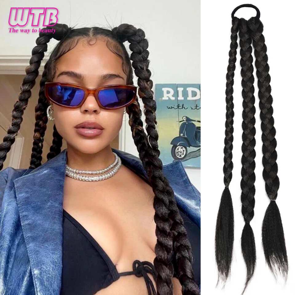 

WTB Boxing Braids Ponytail Synthetic Elastic Hair Rope Rubber Bands Hair Accessories Wig Twist Braid Rope Hair Braider Extension