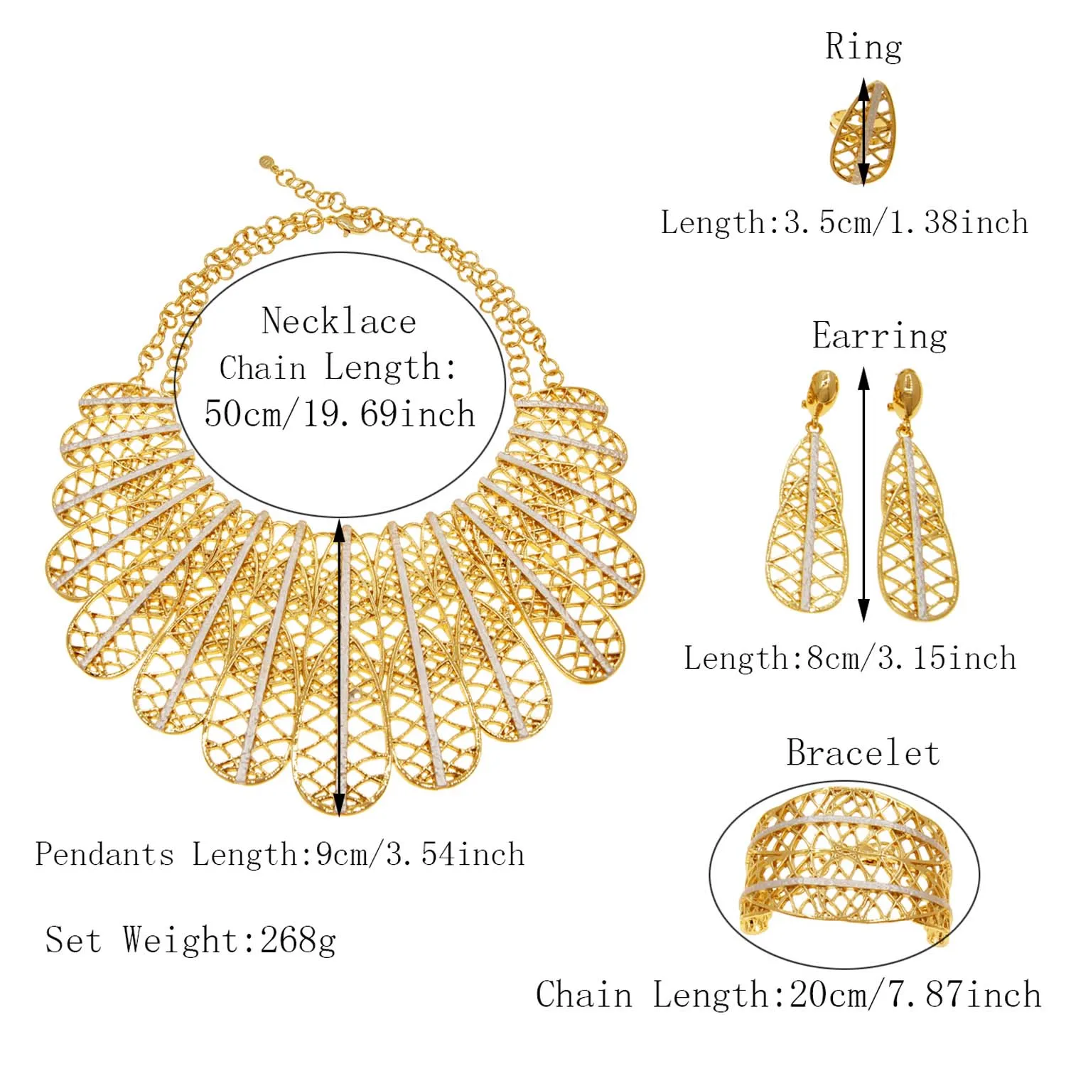 Italian Jewelry Sets For Women Gold Plated Necklace Cutout Feather Designer Style Open Bracelet Earrings Dinner Party Bijoux Italian Jewelry Sets For Women