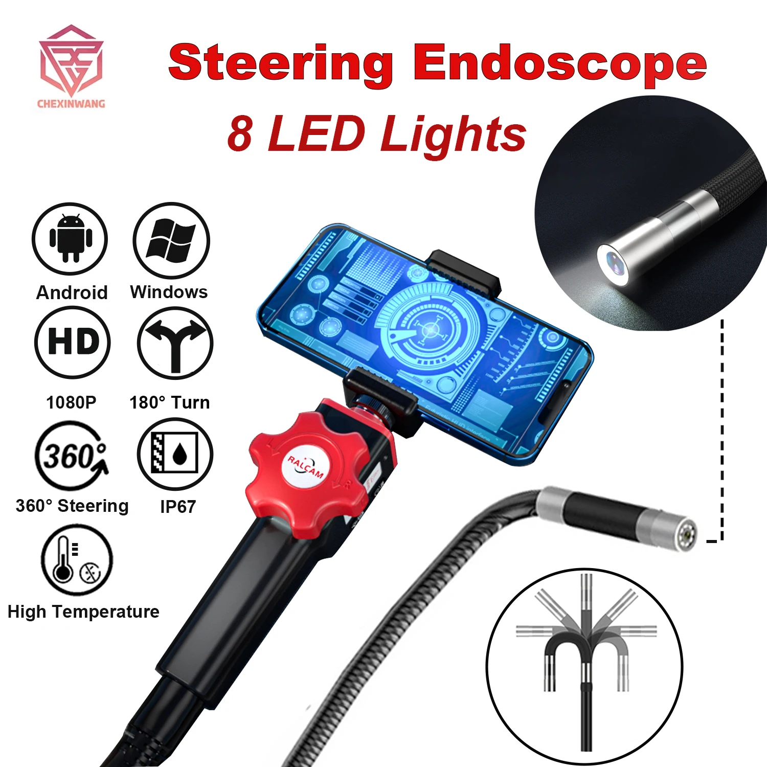 Эндоскоп ручной диаметром 1080P диаметром 8,5 мм с поворотом на 180 градусов для Android
Эндоскоп ручной диаметром 1080P диаметром 8,5 мм с поворотом на 180 градусов для Android