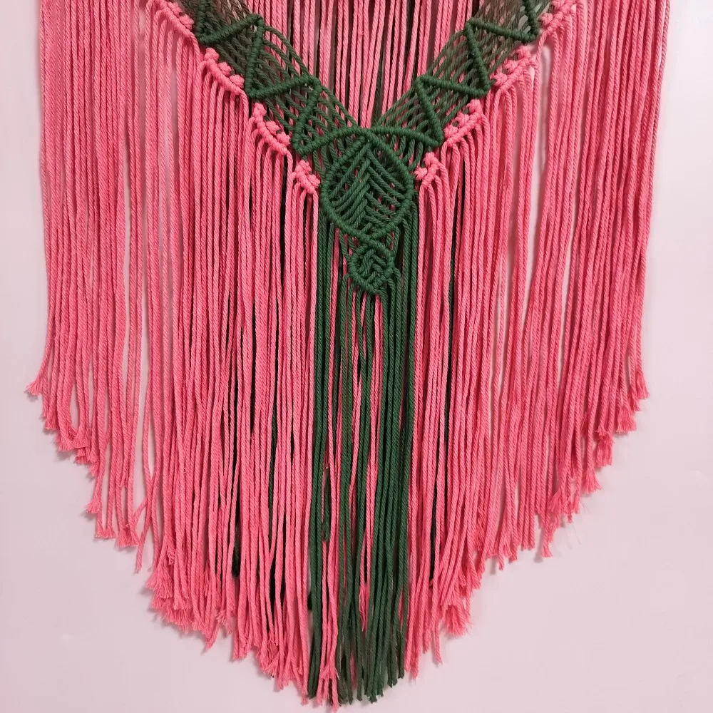 Colorful Macrame Nursery Wall Tapestry - Olive Green & Watermelon Red 7 A4bf6731f78a24d6ab5e27dc806627e03l