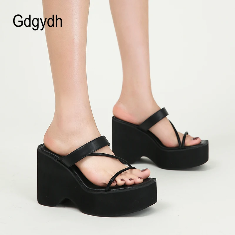 Gdgydh Slip On Platform Slippers for Women Minimalist Wedge Heel Sandals Black Female Beach Shoes Open Toe Slingback 
Gdgydh Slip On Platform Slippers for Women Minimalist Wedge Heel Sandals Black Female Beach Shoes Open Toe Slingback