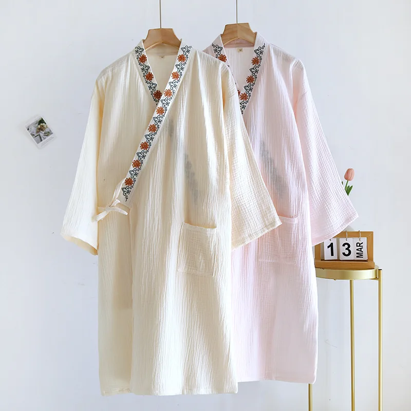 Chinese kimono Apring and Autumn ladies cotton crepe cloth nightgown pajamas bathrobe household clothes Spring and Summer robe
Chinese kimono Apring and Autumn ladies cotton crepe cloth nightgown pajamas bathrobe household clothes Spring and Summer robe