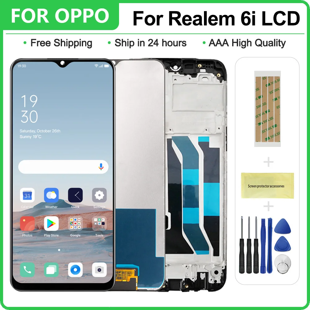 6,5 "Новый оригинальный для Oppo Realme 6i сменный ЖК-дисплей + дигитайзер сенсорного экрана, для Realme6i RMX2040 дисплей, с рамкой
6,5 "Новый оригинальный для Oppo Realme 6i сменный ЖК-дисплей + дигитайзер сенсорного экрана, для Realme6i RMX2040 дисплей, с рамкой