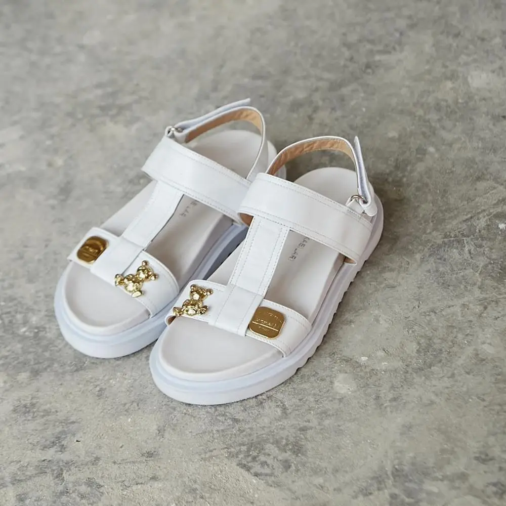 London Interior Faux Leather Exterior Genuine Leather Striped Bear Detail Flat Sole Sandals Poshnmore White Blue Black Gold Buck
London Interior Faux Leather Exterior Genuine Leather Striped Bear Detail Flat Sole Sandals Poshnmore White Blue Black Gold Buck
