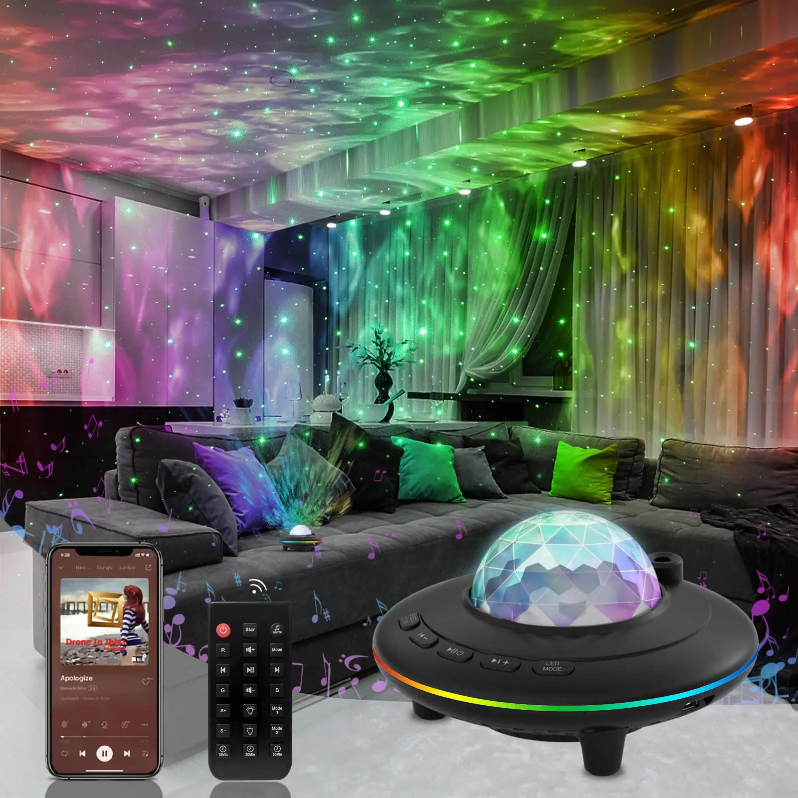Galaxy Projector Light, Night Light with Remote 360°Rotating Sleep Soothing Colors Changing Music Bluetooth Speaker Timer
Galaxy Projector Light, Night Light with Remote 360°Rotating Sleep Soothing Colors Changing Music Bluetooth Speaker Timer