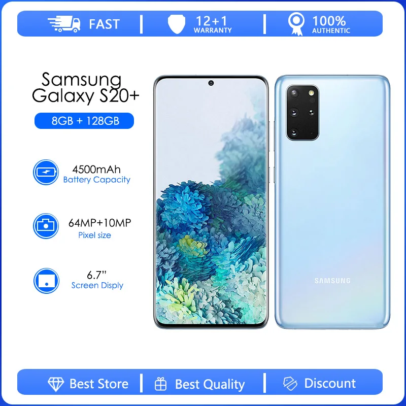 Samsung Galaxy S20+ 4G G985F G985U Refurbished-Original Android Phone 6.7" 8GB RAM 128GB ROM Camera 64MP GPS Wifi Phone
Samsung Galaxy S20+ 4G G985F G985U Refurbished-Original Android Phone 6.7" 8GB RAM 128GB ROM Camera 64MP GPS Wifi Phone