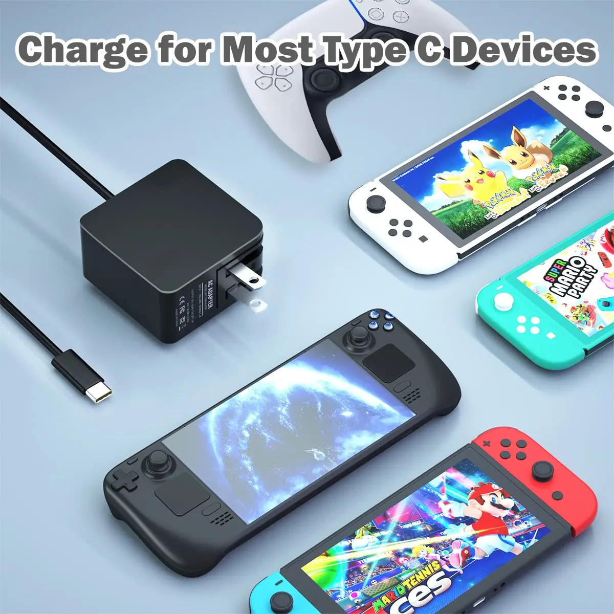 Generic 45W USB C Charger for Steam Deck and Nintendo Switch,Foldable