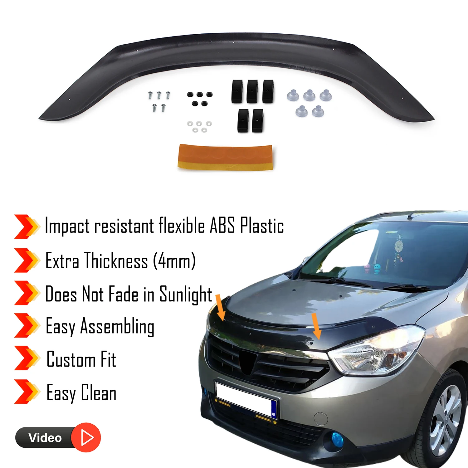 Hood Deflector Guard for Dacia Lodgy (2013+) - (MPV) Bug Shield Bonnet Protector / 4 mm thickness and ultra-durable material
Hood Deflector Guard for Dacia Lodgy (2013+) - (MPV) Bug Shield Bonnet Protector / 4 mm thickness and ultra-durable material