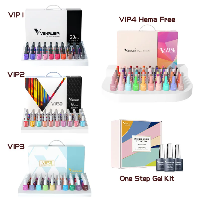 

1 Set VENALISA VIP Kit Gel Nail Polish VIP4 Hema Free Gel Lacquer New Learner Wholeset Nail Manicure Soak off UV LED Gel Varnish