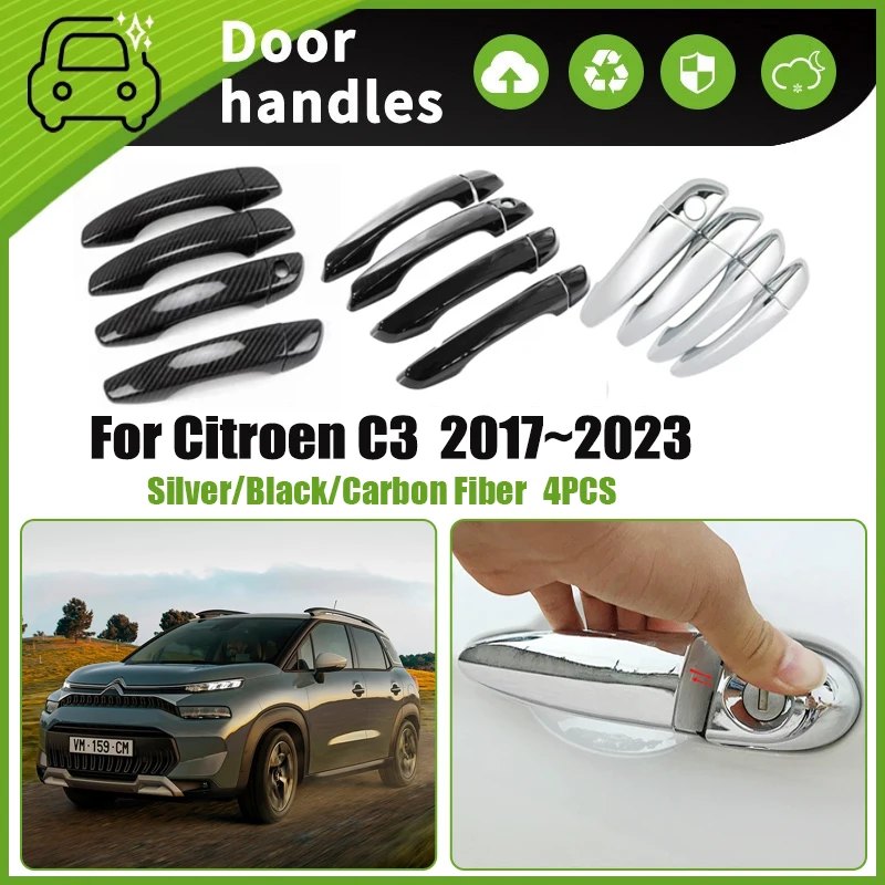 

Car Door Handle Covers For Citroën C3 Cross Origin SX SY 2017~2023 Scratchproof Chromium Styling Exterior Parts Auto Accessories