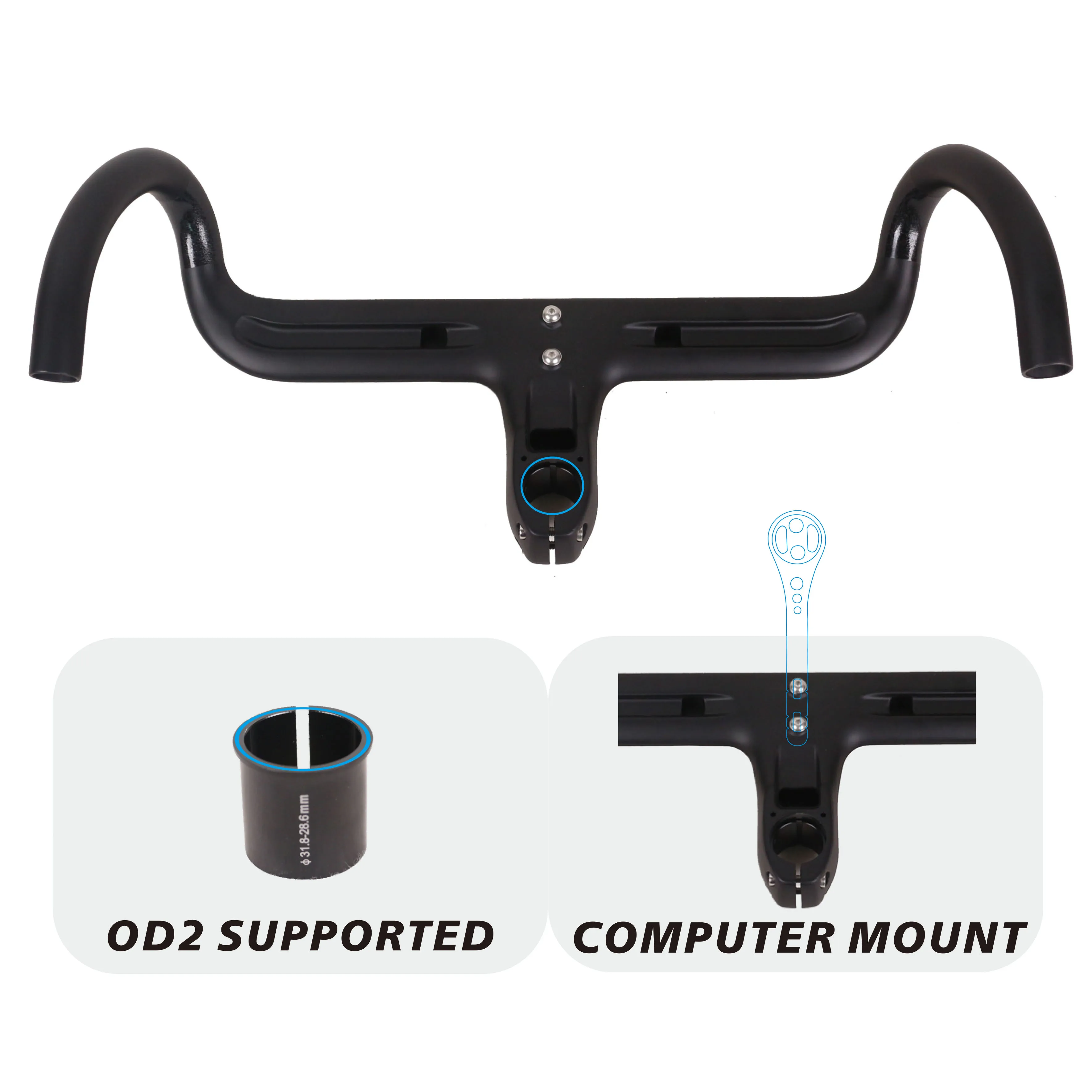 Gravel Handlebar carbon OD2 Exotropism handlebar 28.6mm/31.8mm integrated carbon strip Road Integrated Handlebar stem T1000 
Gravel Handlebar carbon OD2 Exotropism handlebar 28.6mm/31.8mm integrated carbon strip Road Integrated Handlebar stem T1000