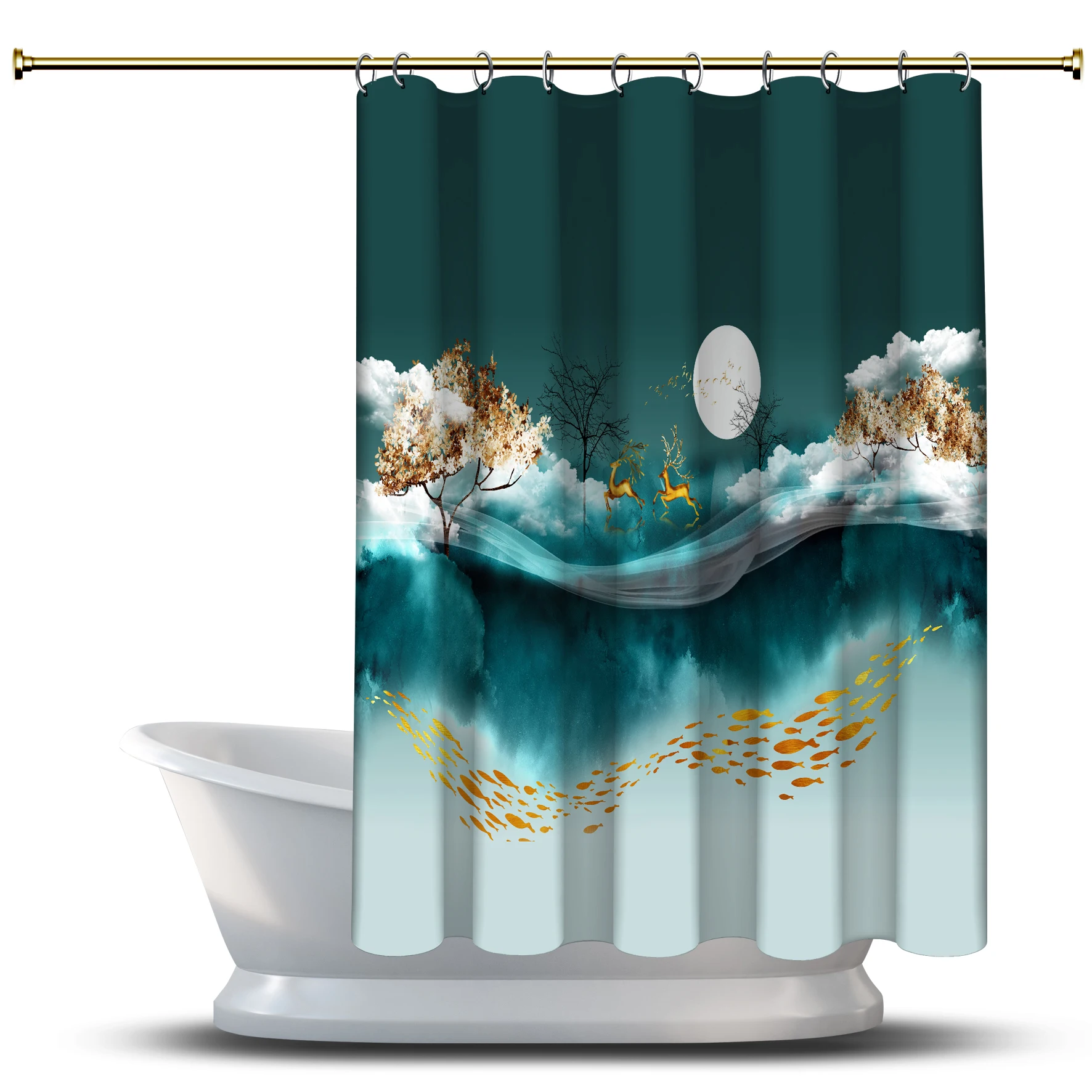Abstract Art Painting Printed Shower Curtain / Fabric Waterproof for Your Bath Decorations - Deer walking forest, fish decor
Abstract Art Painting Printed Shower Curtain / Fabric Waterproof for Your Bath Decorations - Deer walking forest, fish decor