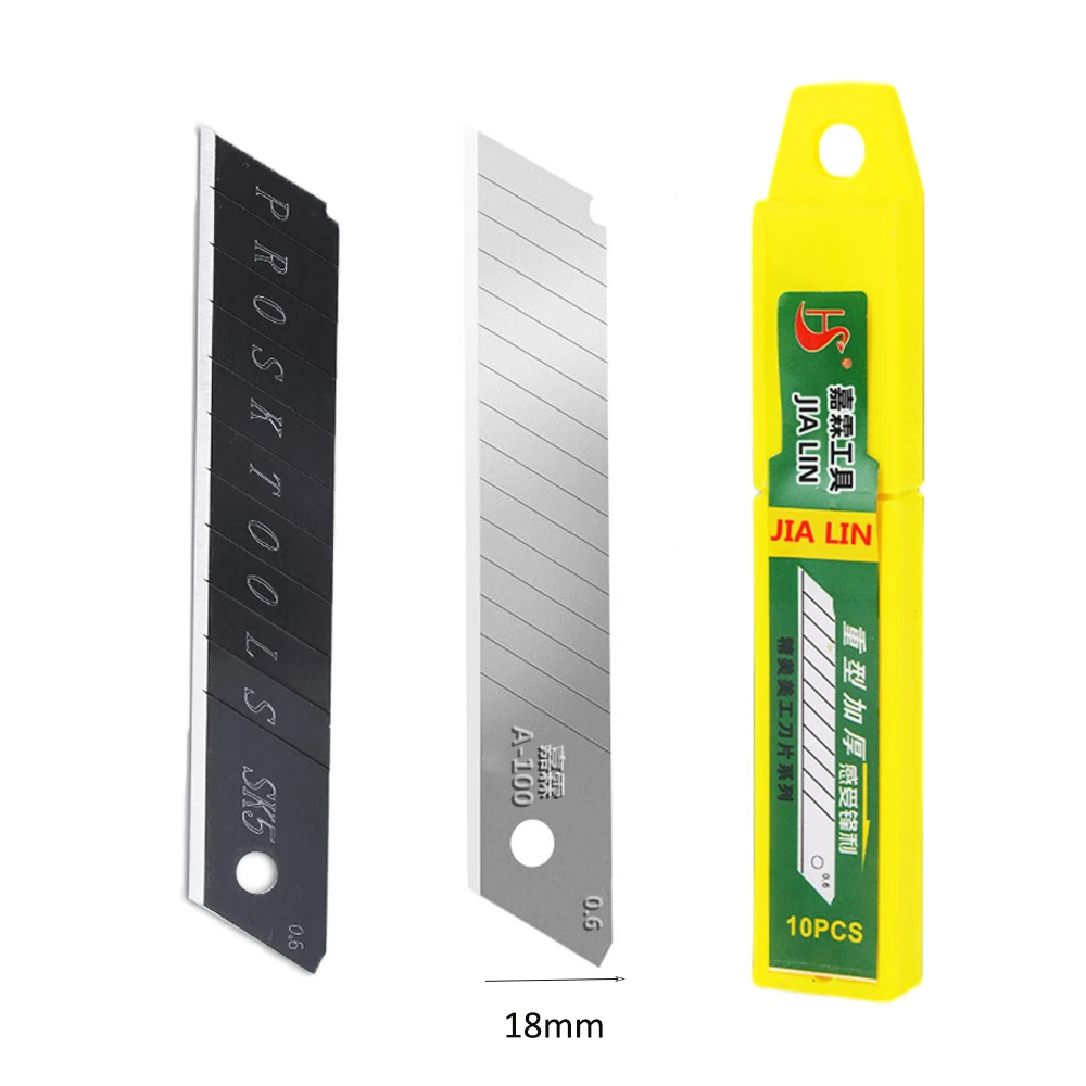 TOFAR 10pcs Utility Knife Blade 18mm Carbon Film Car Sticker Cutter Replacement Snap Off Carbon Steel Blade Paper Cut Tool Black
TOFAR 10pcs Utility Knife Blade 18mm Carbon Film Car Sticker Cutter Replacement Snap Off Carbon Steel Blade Paper Cut Tool Black