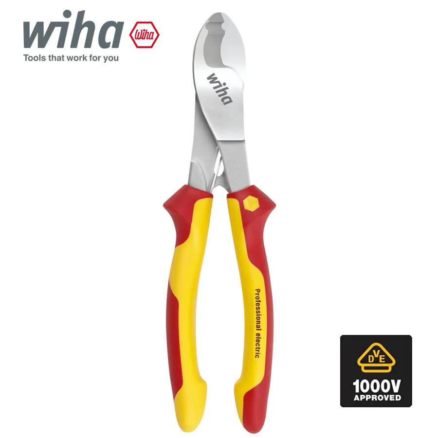 

Wiha 1000VAC Insulated Electrical Cable Cutter Heavy Duty Cutter for Aluminum, Copper and Communications Cable, 210mm, NO,43662