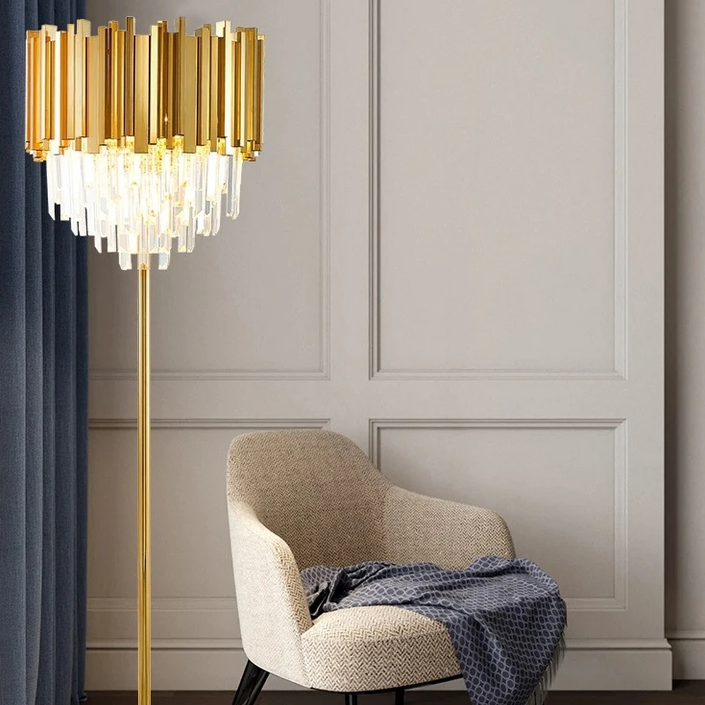 Gold Stainless Steel Crystal Floor Lamp For Living Room Bedroom Home Decor Indoor Light Fixture Luxury Style Modern Design
Gold Stainless Steel Crystal Floor Lamp For Living Room Bedroom Home Decor Indoor Light Fixture Luxury Style Modern Design
