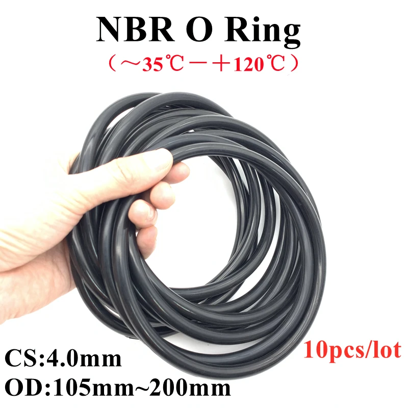 10pcs Black O Ring Washer CS 4mm OD 105mm ~ 200mm NBR Automobile Nitrile Rubber Round O Type Corrosion Oil Resistant Seal Gasket
10pcs Black O Ring Washer CS 4mm OD 105mm ~ 200mm NBR Automobile Nitrile Rubber Round O Type Corrosion Oil Resistant Seal Gasket