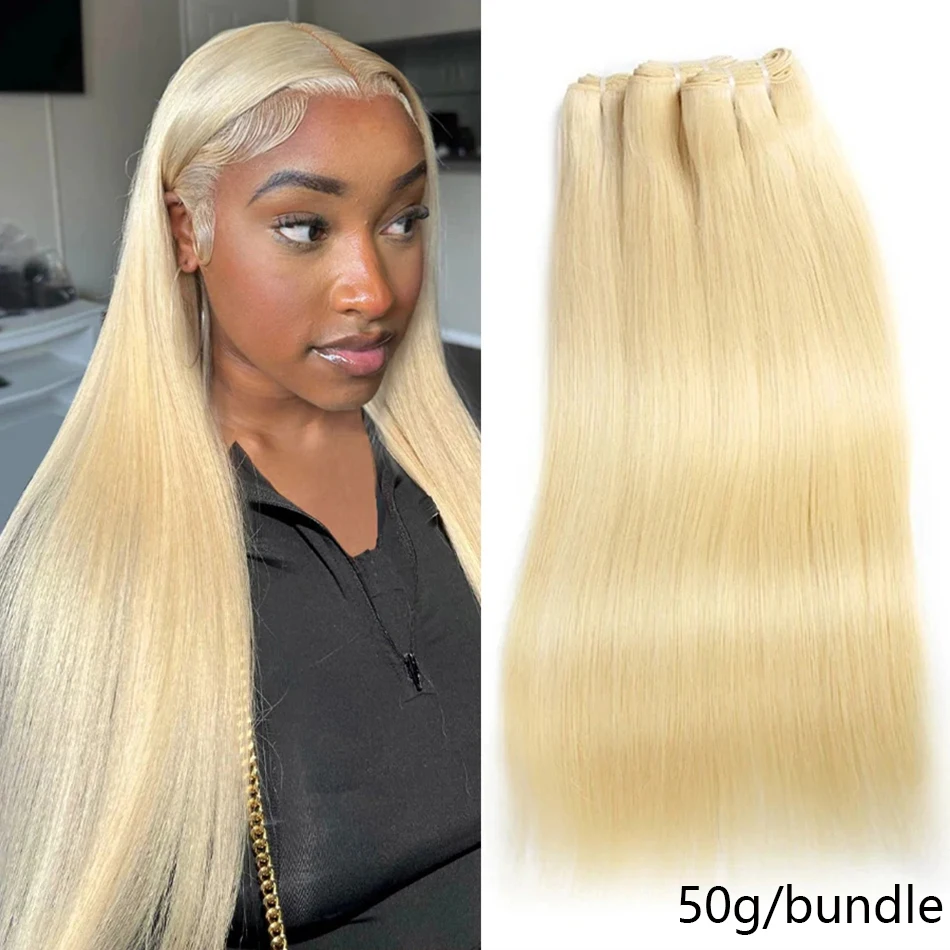 

613 Honey Blonde Colored 8-30 Inch Straight Human Hair Bundles 50g Brazilian Hair Weave Bundles 100% Remy Human Hair Extensions