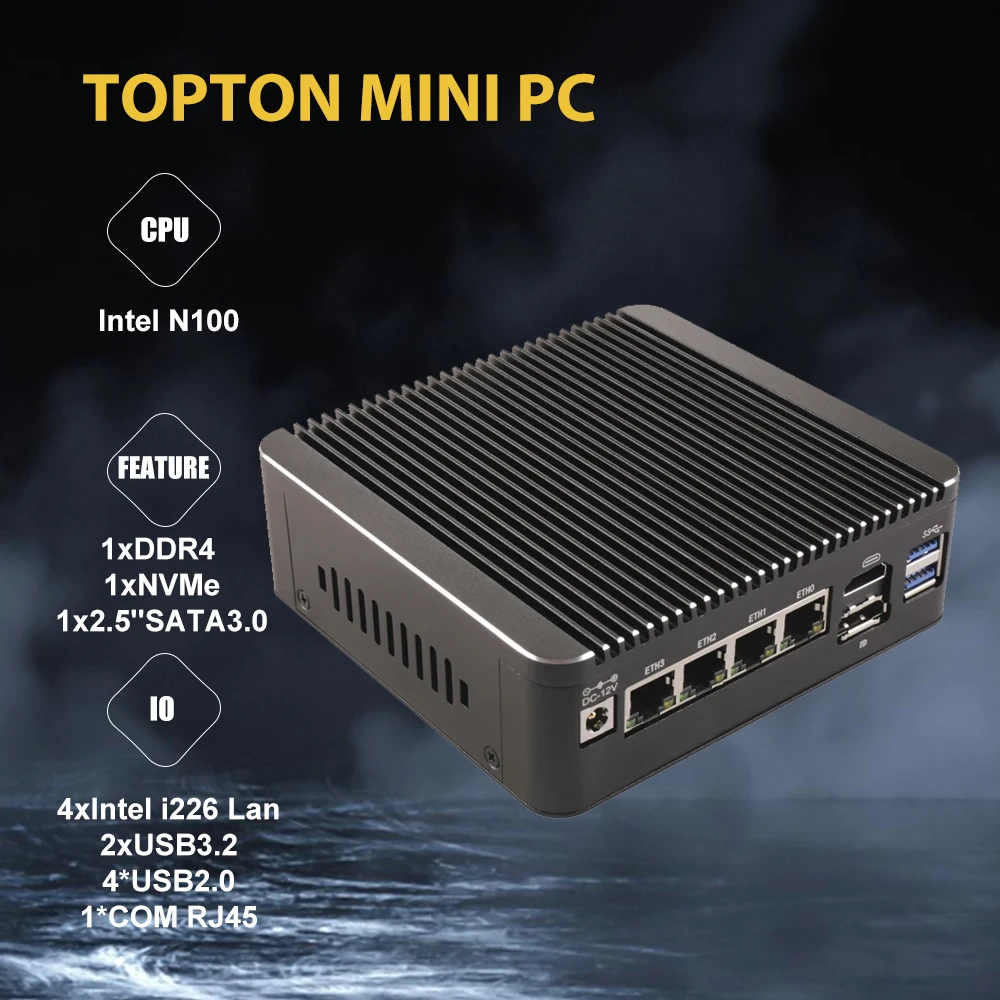 Дешевый мягкий роутер 12-го поколения Intel N100 2,5G, 4x i226-V LAN 1 * COM RJ45, безвентиляторный мини-брандмауэр для ПК, Type-C pfSense PVE ESXi
Дешевый мягкий роутер 12-го поколения Intel N100 2,5G, 4x i226-V LAN 1 * COM RJ45, безвентиляторный мини-брандмауэр для ПК, Type-C pfSense PVE ESXi