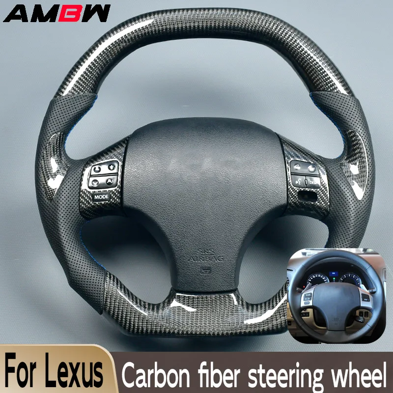 

Customized carbon fiber steering wheel for Lexus IS IS250 IS300 ISF black perforated leather sporty style