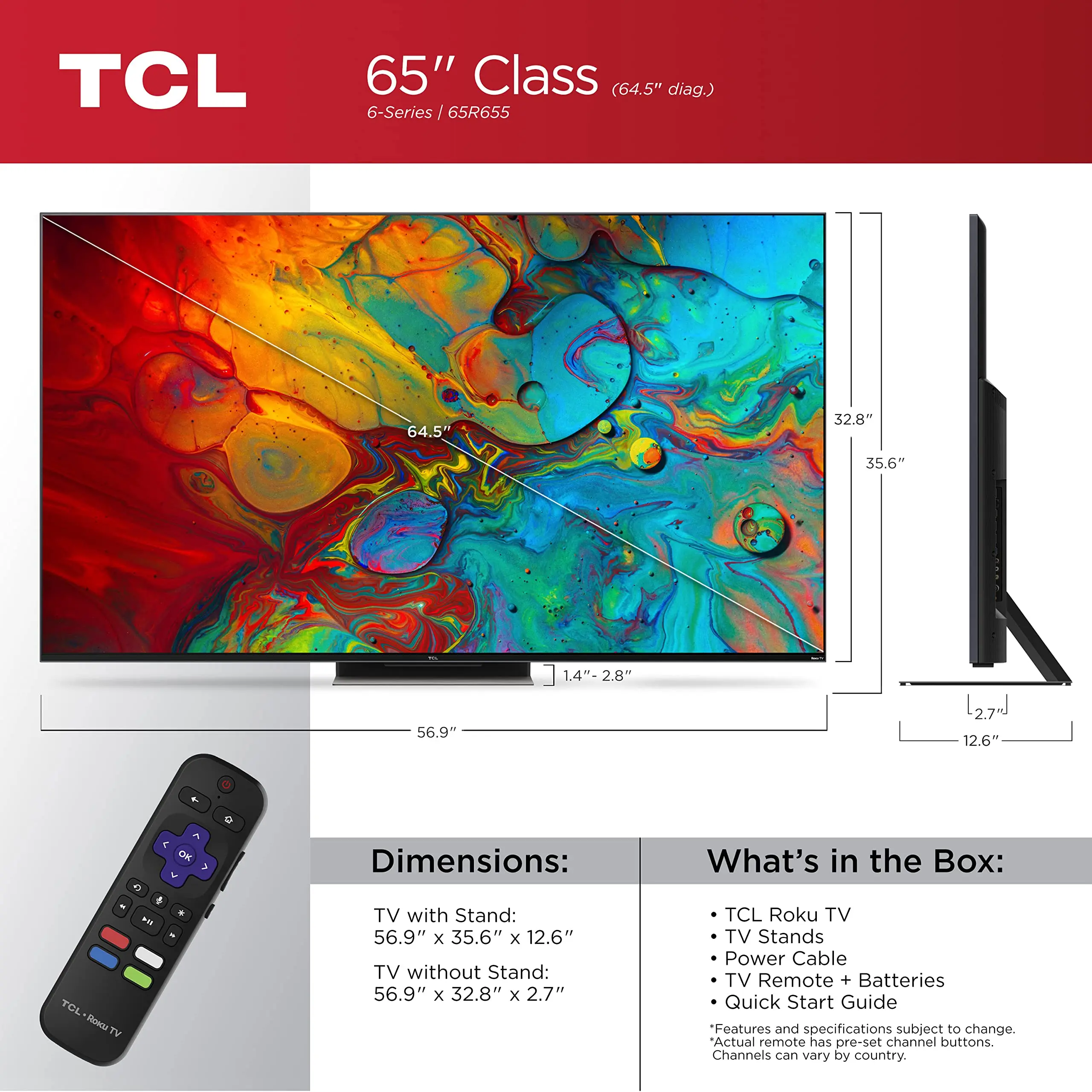Подметайте Горячее предложение tc's 65 класс 6-SER!ES 8K миниатюрные светодиоды QLED HDR 65R648 SMART ROKUS TV принадлежности.
Подметайте Горячее предложение tc's 65 класс 6-SER!ES 8K миниатюрные светодиоды QLED HDR 65R648 SMART ROKUS TV принадлежности.