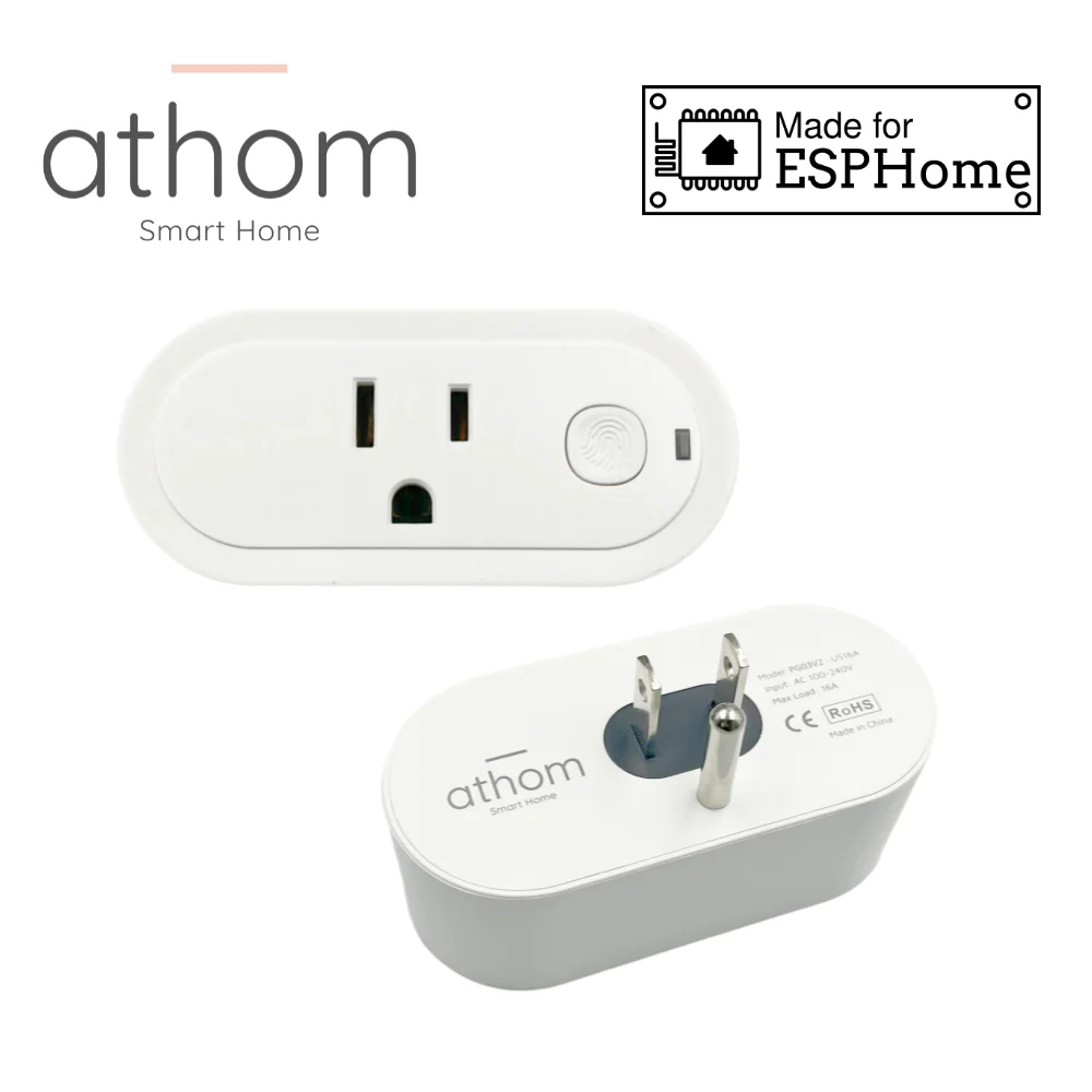 

ATHOM preflashed ESPhome Smart Plug Works With Home Assitant US Standard 16A