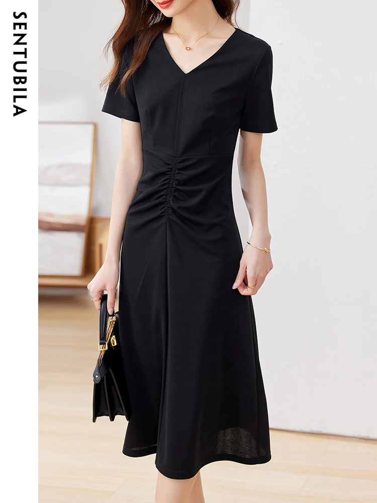 Sentubila French Vintage Black Dresses for Women 2023 V-Neck Collar Slim A Line Short Sleeve Elegant Summer Women's Dress
Sentubila French Vintage Black Dresses for Women 2023 V-Neck Collar Slim A Line Short Sleeve Elegant Summer Women's Dress