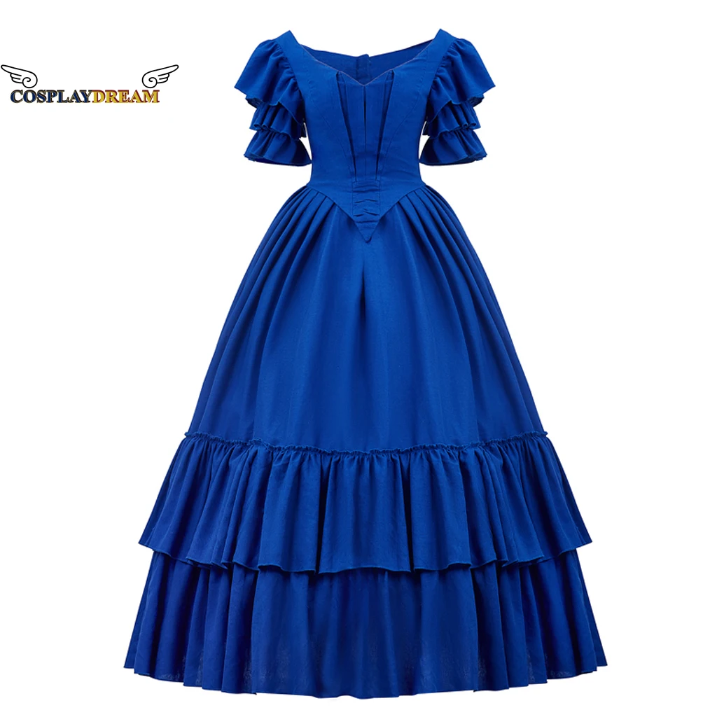 

Custom Made Cotton Linen Blue Victorian Marie Antoinette Dress Rococo Baroque Lolita Ball Gown Women Masquerade Belle Dress 3XL