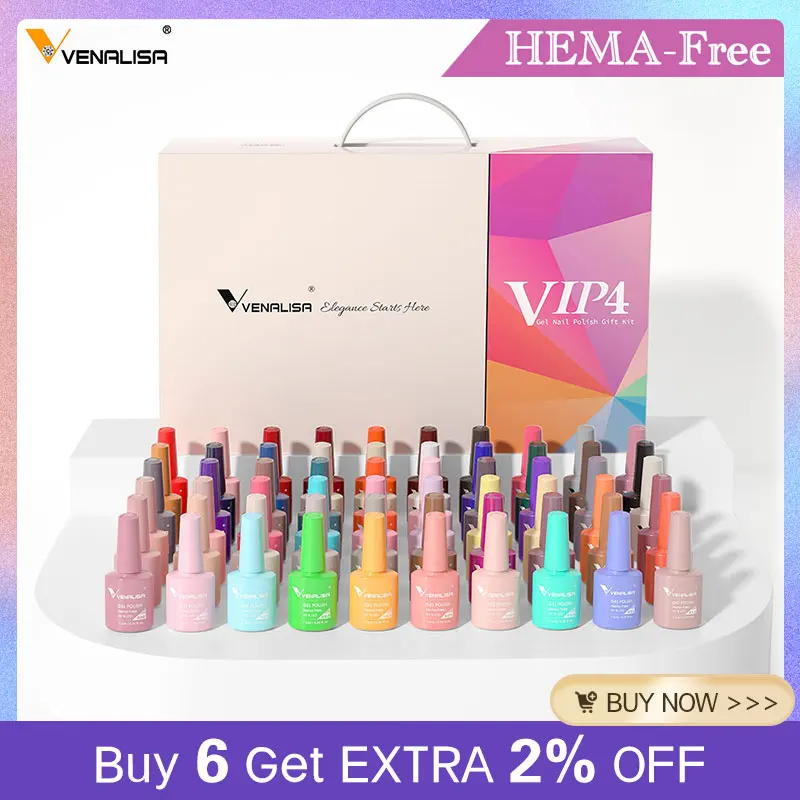 

7.5ml VENALISA Gel Nail Polish Set VIP4 Hema Free NailManicure Soak off Base Nowipe Topcoat UV LED Nail Gel Varnish Kit