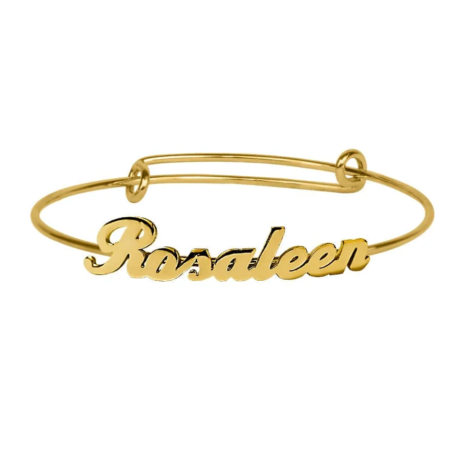 

Personalized Custom Welded Name Adjustable Bracelet Stainless Steel Women's 18K Gold Plated Jewelry Best Christmas Women Present