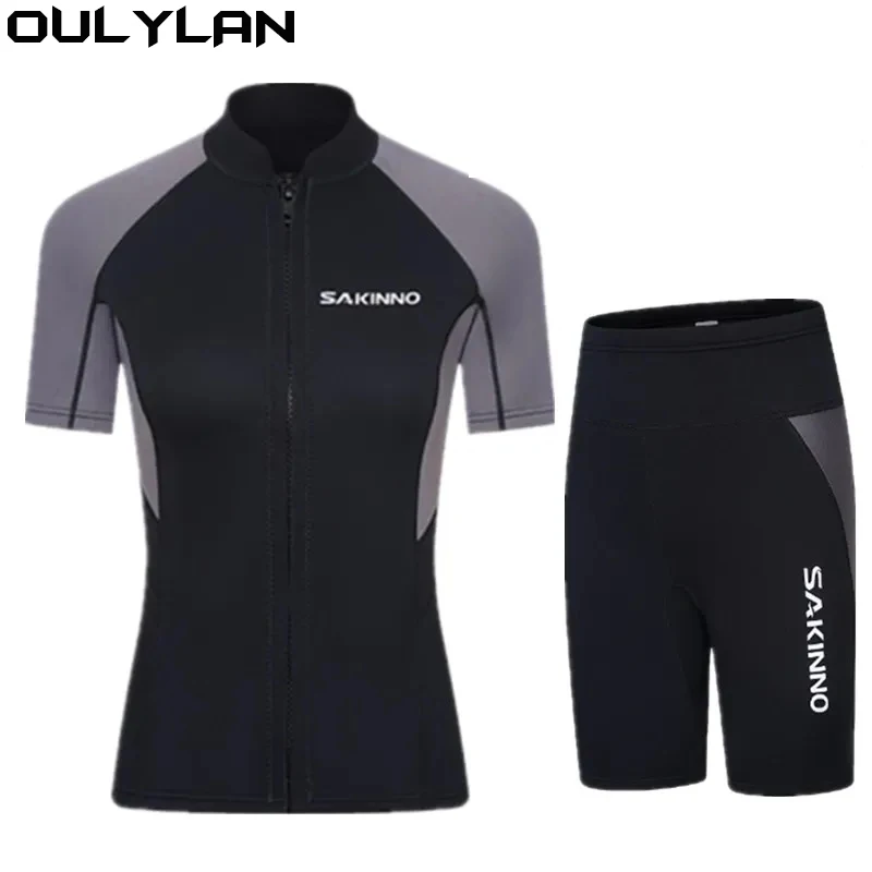 

Oulylan 2MM Short Sleeve Wetsuit Couple Separation Snorkeling Suit Sun Protective for Scuba Diving Snorkeling Surfing Swimming